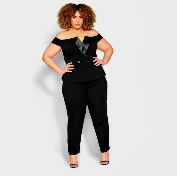 City Chic Pants - City Chic Women's Off the Shoulder Jumpsuit